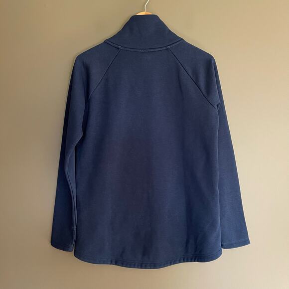 ATHLETA Cozy Karma Asym Pullover Blue Sz Small Long Sleeve Mock Neck Sweatshirt - Picture 10 of 14